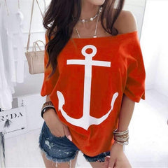 Loose Off shoulder Half sleeve T-Shirts