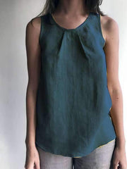 Round Neck Sleeveless Plain Casual Vests