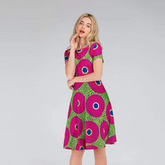 Fashion Print Round neck Shift Dresses