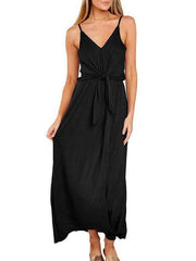 Sexy V neck Lacing Vest Maxi Dresses