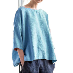 Casual Three quarter sleeve Plain color T-shirts