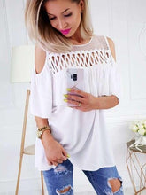 Fashion Grenadine Cutout Falbala Off shoulder T-Shirts