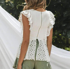 Fashion Hollow out Falbala Vocation Blouses