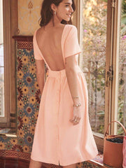 Sexy Round Neck Button Skater Dresses