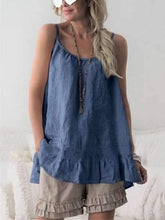 Fashion Pure Round neck Vest Falbala Shift Dresses