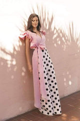 Fashion Point Lacing Falbala Jumpsuits
