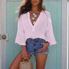 Casual Loose Long sleeve V neck T-Shirts