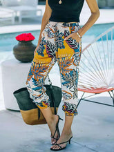 Women printed floral design long pants with pockets