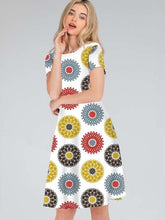 Fashion Print Round neck Shift Dresses