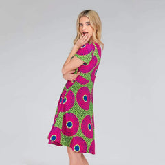 Fashion Print Round neck Shift Dresses