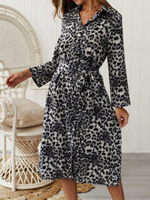 Casual Leopard print Long sleeve Skater Dresses