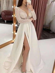 Sexy V neck Perspective Evening Dresses