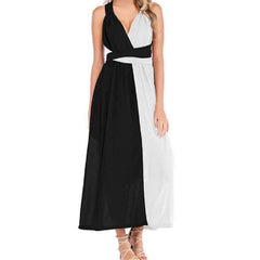 Sexy Backless Gored Vest Skater Dresses