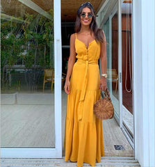 Fashion Gored Fastener V neck Vest Skater Dresses