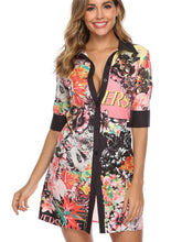 Fashion Print Short sleeve Blouse Shift Dresses