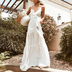 Sexy Vest Sleeveless Falbala Vacation Dresses