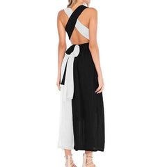 Sexy Backless Gored Vest Skater Dresses