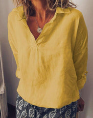 Fashion Pure Lapel Cotton V neck T-Shirts