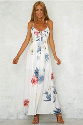 Fashion Print Lacing Vest Maxi Dresses