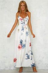 Fashion Print Lacing Vest Maxi Dresses