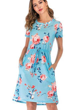 Fashion Print Lacing Short sleeve Skater Dresses