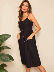 Sexy Single-breasted Vest Skater Dresses