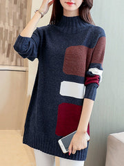 Color-block Turtleneck Sweater