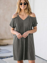 Sexy Loose Off shoulder V neck Short sleeve Shift Dresses