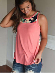 Loose Round neck Print Sleeveless T-Shirts
