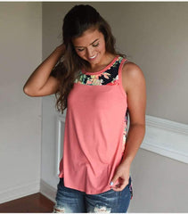Loose Round neck Print Sleeveless T-Shirts
