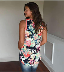 Loose Round neck Print Sleeveless T-Shirts