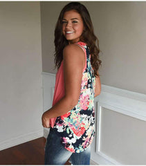 Loose Round neck Print Sleeveless T-Shirts