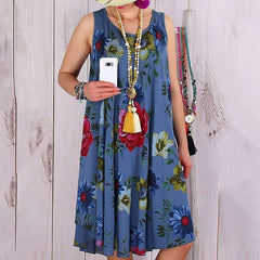 Casual Print Round neck Sleeveless Shift Dresses