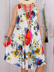 Casual Print Round neck Sleeveless Shift Dresses