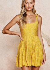 Sexy Backless Lacing Vest Skater Dresses