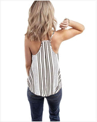 Sexy Stripe Off shoulder Halt Vests