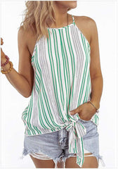 Sexy Stripe Off shoulder Halt Vests