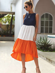 Fashion Gored Sleeveless Round neck Maxi Dresses