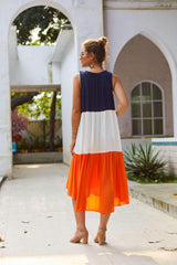 Fashion Gored Sleeveless Round neck Maxi Dresses