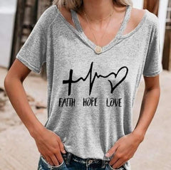 Fashion Loose V neck Print T-Shirts