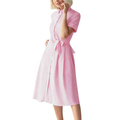 Sexy Pure Lapel Lacing Skater Maxi Dresses