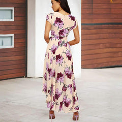 Sexy Print Short sleeve Skater Maxi Dresses