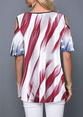 Loose Off shoulder Print Short sleeve T-Shirts
