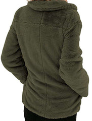 Casual Pure Lapel Plush Long sleeve Pocket Coats