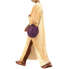 Fashion Round neck Long sleeve Maxi Dresses