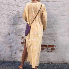 Fashion Round neck Long sleeve Maxi Dresses