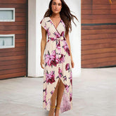 Sexy Print Short sleeve Skater Maxi Dresses