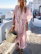 Chiffon Plain wasit tie women maxi dresses