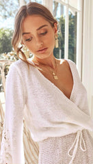 Loose V neck Knit Lacing Skater Dresses