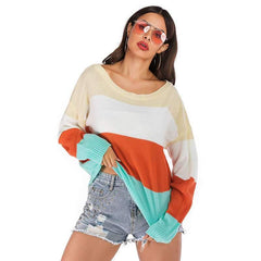 Fashion Knit Stripe Gored Sweaters